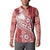Tonga Kupesi Ngatu Button Sweatshirt Vintage Red Plumeria
