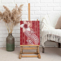 Tonga Kupesi Ngatu Canvas Wall Art Vintage Red Plumeria