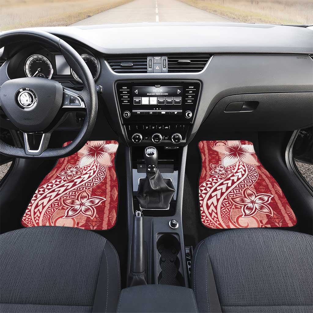Tonga Kupesi Ngatu Car Mats Vintage Red Plumeria