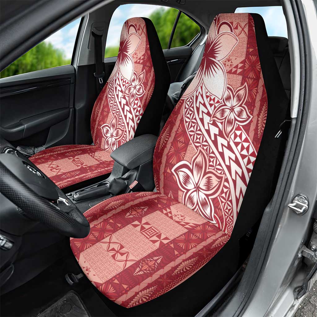 Tonga Kupesi Ngatu Car Seat Cover Vintage Red Plumeria