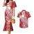 Tonga Kupesi Ngatu Couples Matching Mermaid Dress and Hawaiian Shirt Vintage Red Plumeria