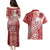 Tonga Kupesi Ngatu Couples Matching Puletasi and Hawaiian Shirt Vintage Red Plumeria