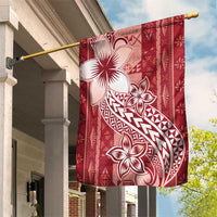 Tonga Kupesi Ngatu Garden Flag Vintage Red Plumeria