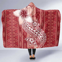 Tonga Kupesi Ngatu Hooded Blanket Vintage Red Plumeria