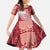 Tonga Kupesi Ngatu Kid Short Sleeve Dress Vintage Red Plumeria