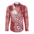 Tonga Kupesi Ngatu Long Sleeve Button Shirt Vintage Red Plumeria