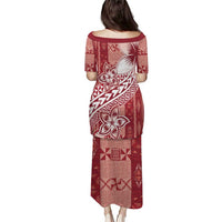 Tonga Kupesi Ngatu Puletasi Vintage Red Plumeria