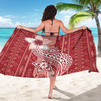 Tonga Kupesi Ngatu Sarong Vintage Red Plumeria