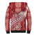 Tonga Kupesi Ngatu Sherpa Hoodie Vintage Red Plumeria