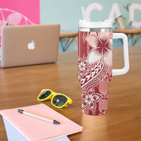 Tonga Kupesi Ngatu Tumbler With Handle Vintage Red Plumeria
