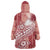 Tonga Kupesi Ngatu Wearable Blanket Hoodie Vintage Red Plumeria