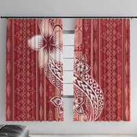 Tonga Kupesi Ngatu Window Curtain Vintage Red Plumeria
