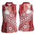 Tonga Kupesi Ngatu Women Sleeveless Polo Shirt Vintage Red Plumeria