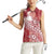 Tonga Kupesi Ngatu Women Sleeveless Polo Shirt Vintage Red Plumeria