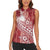 Tonga Kupesi Ngatu Women Sleeveless Polo Shirt Vintage Red Plumeria