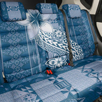 Tonga Kupesi Ngatu Back Car Seat Cover Vintage Blue Plumeria