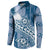 Tonga Kupesi Ngatu Button Sweatshirt Vintage Blue Plumeria