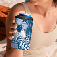 Tonga Kupesi Ngatu 4 in 1 Can Cooler Tumbler Vintage Blue Plumeria