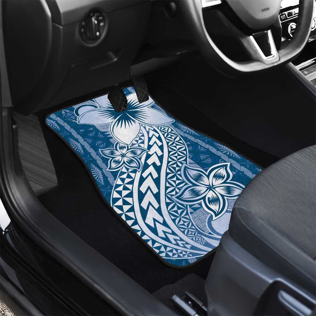 Tonga Kupesi Ngatu Car Mats Vintage Blue Plumeria