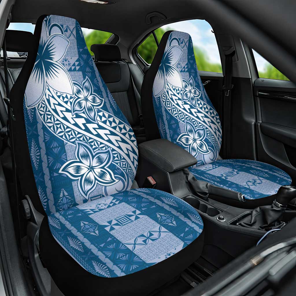 Tonga Kupesi Ngatu Car Seat Cover Vintage Blue Plumeria