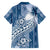 Tonga Kupesi Ngatu Family Matching Long Sleeve Bodycon Dress and Hawaiian Shirt Vintage Blue Plumeria