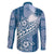Tonga Kupesi Ngatu Family Matching Long Sleeve Bodycon Dress and Hawaiian Shirt Vintage Blue Plumeria