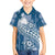 Tonga Kupesi Ngatu Family Matching Long Sleeve Bodycon Dress and Hawaiian Shirt Vintage Blue Plumeria