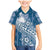 Tonga Kupesi Ngatu Family Matching Mermaid Dress and Hawaiian Shirt Vintage Blue Plumeria