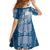Tonga Kupesi Ngatu Family Matching Off Shoulder Short Dress and Hawaiian Shirt Vintage Blue Plumeria