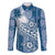 Tonga Kupesi Ngatu Family Matching Off Shoulder Short Dress and Hawaiian Shirt Vintage Blue Plumeria