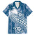 Tonga Kupesi Ngatu Family Matching Short Sleeve Bodycon Dress and Hawaiian Shirt Vintage Blue Plumeria