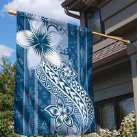 Tonga Kupesi Ngatu Garden Flag Vintage Blue Plumeria