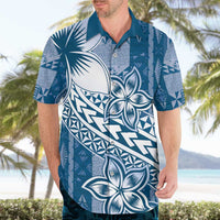 Tonga Kupesi Ngatu Hawaiian Shirt Vintage Blue Plumeria