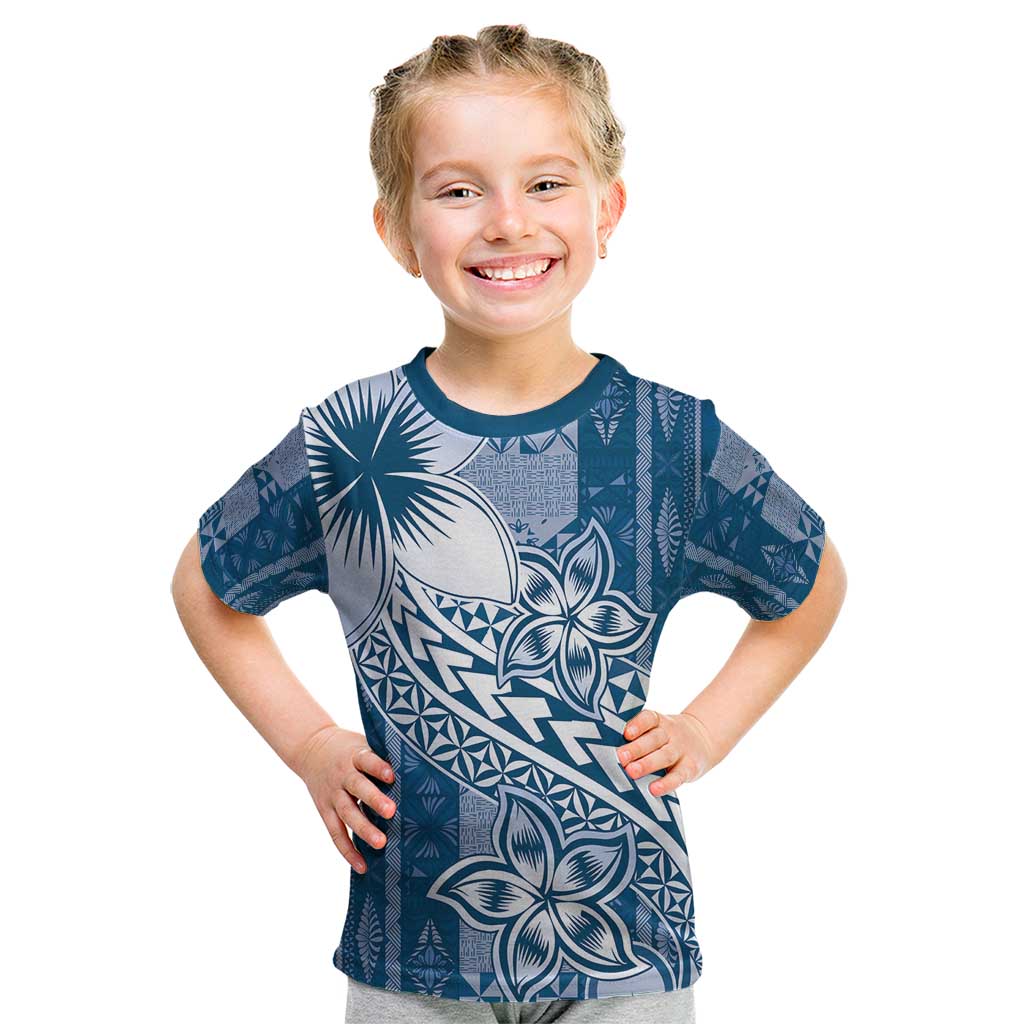 Tonga Kupesi Ngatu Kid T Shirt Vintage Blue Plumeria