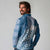 Tonga Kupesi Ngatu Long Sleeve Polo Shirt Vintage Blue Plumeria
