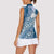Tonga Kupesi Ngatu Women Sleeveless Polo Shirt Vintage Blue Plumeria