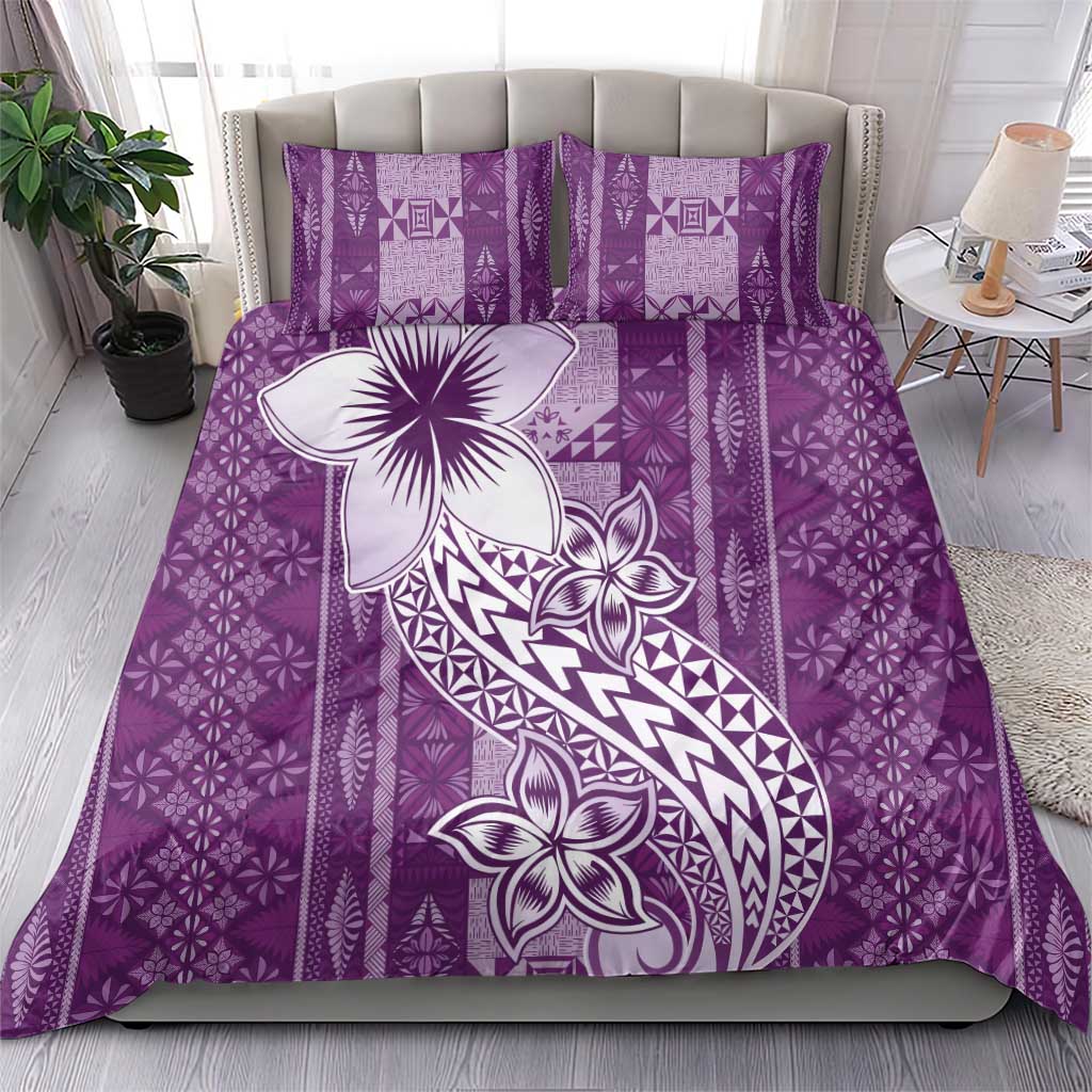 Tonga Kupesi Ngatu Bedding Set Vintage Purple Plumeria