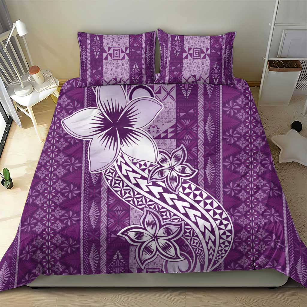 Tonga Kupesi Ngatu Bedding Set Vintage Purple Plumeria