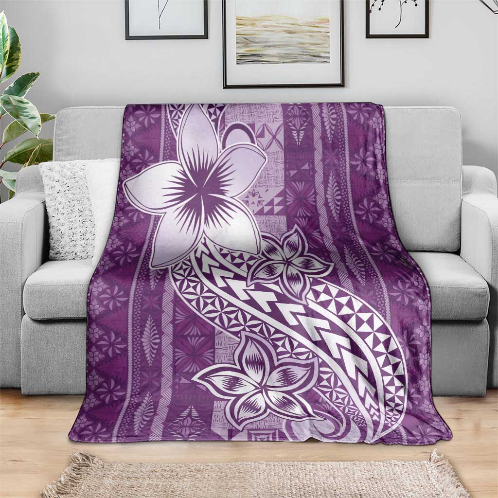 Tonga Kupesi Ngatu Blanket Vintage Purple Plumeria