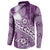 Tonga Kupesi Ngatu Button Sweatshirt Vintage Purple Plumeria