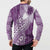 Tonga Kupesi Ngatu Button Sweatshirt Vintage Purple Plumeria