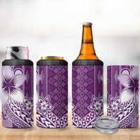 Tonga Kupesi Ngatu 4 in 1 Can Cooler Tumbler Vintage Purple Plumeria