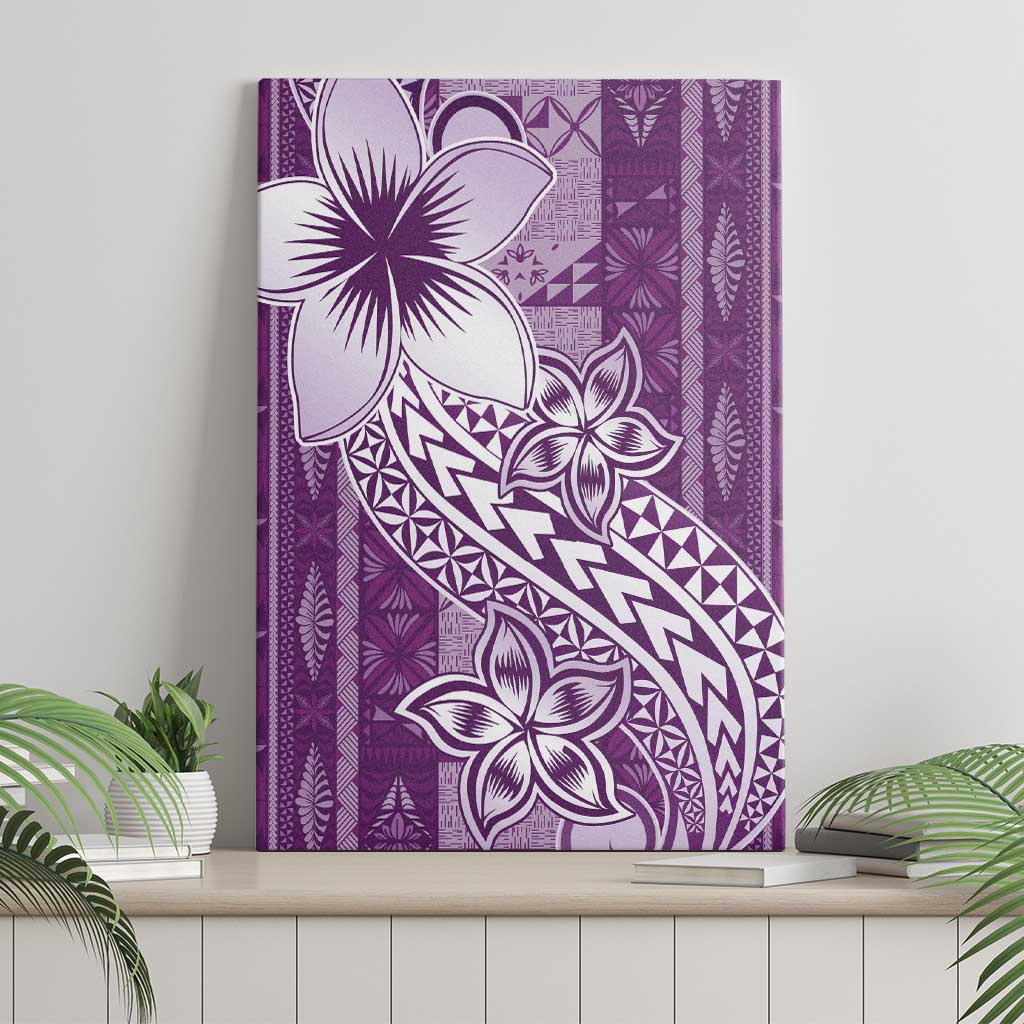 Tonga Kupesi Ngatu Canvas Wall Art Vintage Purple Plumeria