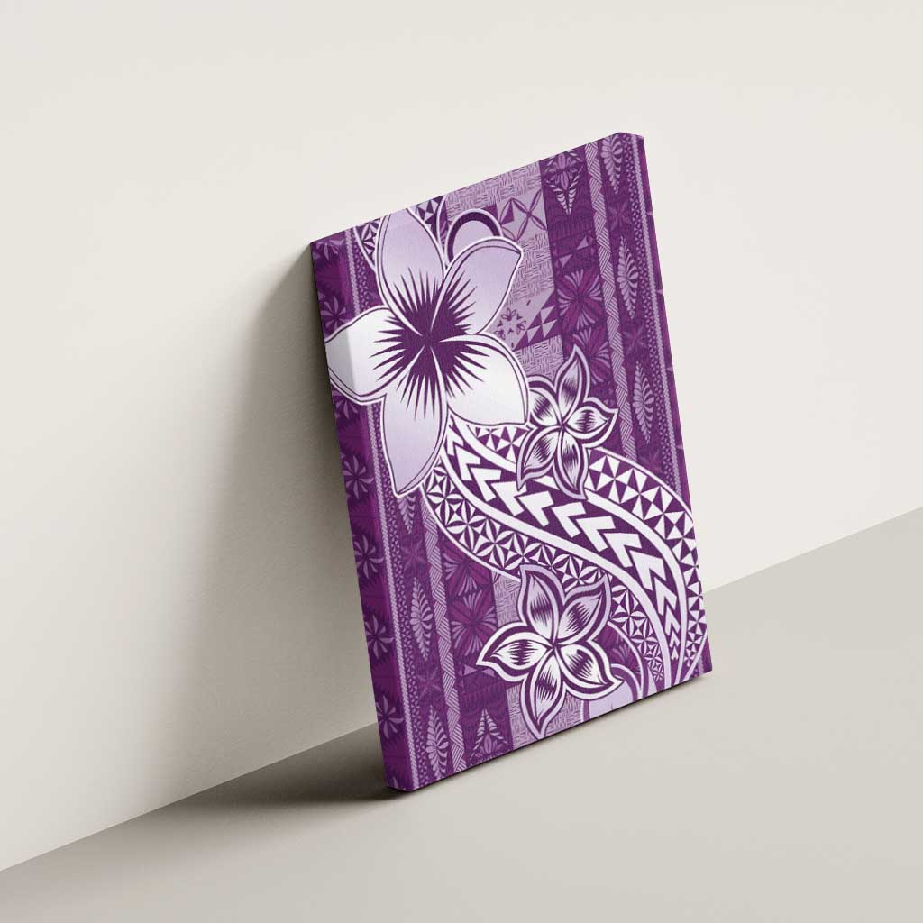Tonga Kupesi Ngatu Canvas Wall Art Vintage Purple Plumeria