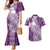 Tonga Kupesi Ngatu Couples Matching Mermaid Dress and Hawaiian Shirt Vintage Purple Plumeria