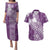 Tonga Kupesi Ngatu Couples Matching Puletasi and Hawaiian Shirt Vintage Purple Plumeria