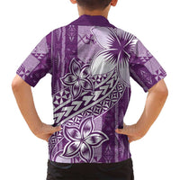 Tonga Kupesi Ngatu Family Matching Long Sleeve Bodycon Dress and Hawaiian Shirt Vintage Purple Plumeria