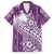 Tonga Kupesi Ngatu Family Matching Off The Shoulder Long Sleeve Dress and Hawaiian Shirt Vintage Purple Plumeria