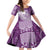 Tonga Kupesi Ngatu Family Matching Off Shoulder Short Dress and Hawaiian Shirt Vintage Purple Plumeria