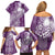 Tonga Kupesi Ngatu Family Matching Off Shoulder Short Dress and Hawaiian Shirt Vintage Purple Plumeria